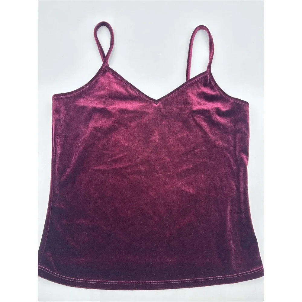 Garage Y2K Burgundy Velvet Whimsigoth Cropped Camisole Tank Top Goth Size PSmall